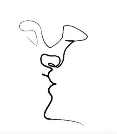 Rysunek zatytułowany „Baiser singulier ba…” autorstwa Quibe, Oryginalna praca, Atrament