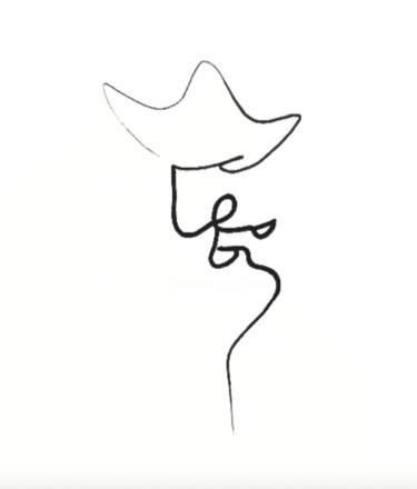 Рисунок под названием "Baiser le jour pass…" - Quibe, Подлинное произведение искусства, Чернила