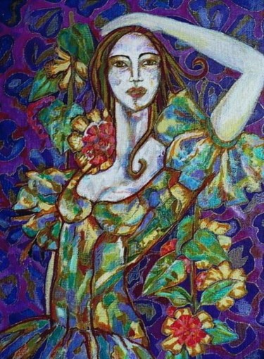 Pintura intitulada "Danseuse" por Régine Quidu, Obras de arte originais, Óleo