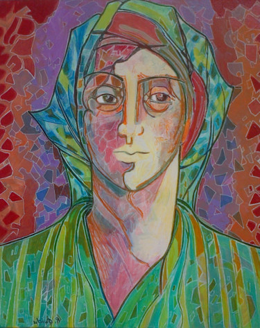 Peinture intitulée "L'homme au turban" par Régine Quidu, Œuvre d'art originale