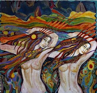 Peinture intitulée "Danseuses" par Régine Quidu, Œuvre d'art originale