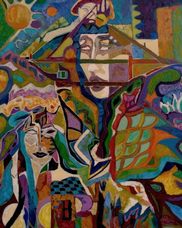 Peinture intitulée "Visions" par Régine Quidu, Œuvre d'art originale, Huile
