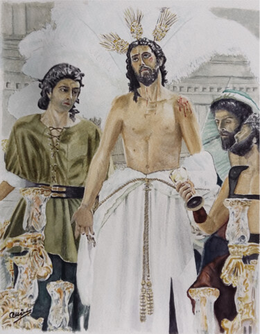 Peinture intitulée "JESUCRISTO" par Quin, Œuvre d'art originale, Aquarelle