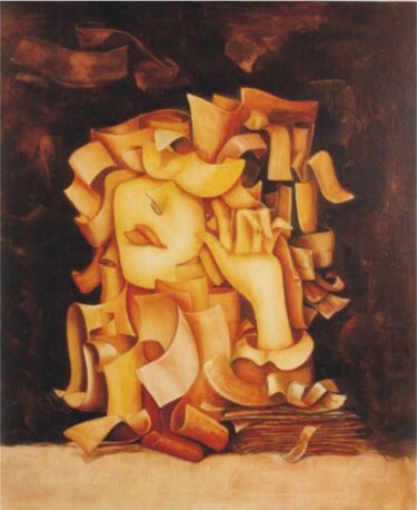 Painting titled "Mujer de papel" by Quino Zoncu, Original Artwork