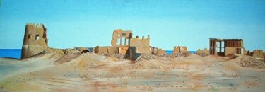 Painting titled "old houses" by Qusay Alawami, Original Artwork, Oil