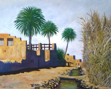 Painting titled "Village" by Qusay Alawami, Original Artwork, Oil