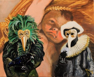 Pittura intitolato "N°1024  Drammatico…" da R. Cavalié, Opera d'arte originale, Olio Montato su Telaio per barella in legno