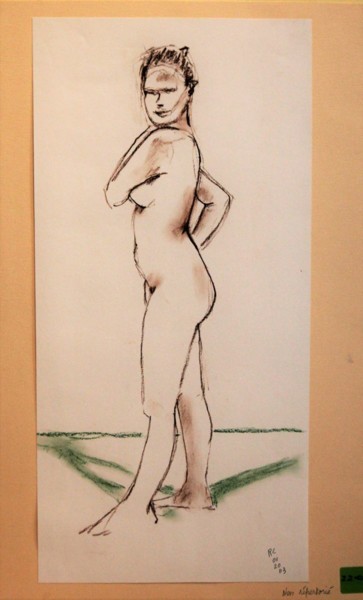 Drawing titled "N.R. N° 7" by R. Cavalié, Original Artwork, Conté