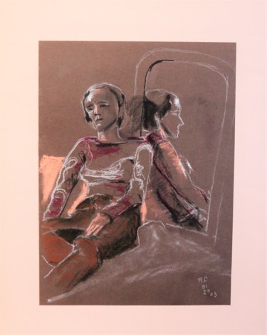 Drawing titled "N.R. N° 12" by R. Cavalié, Original Artwork, Chalk