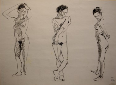 Drawing titled "N.R. N° 19" by R. Cavalié, Original Artwork, Conté