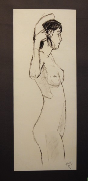Dibujo titulada "N°348  Charlotte Ga…" por R. Cavalié, Obra de arte original, Carbón