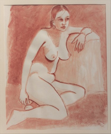 Drawing titled "N°641  Sanguine 005" by R. Cavalié, Original Artwork, Chalk