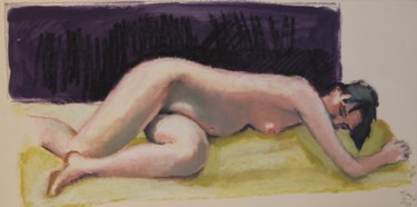 Zeichnungen mit dem Titel "N°711  Aubergine" von R. Cavalié, Original-Kunstwerk, Pastell