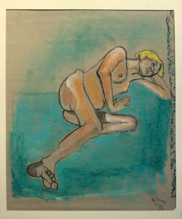 Drawing titled "N°229  Etude avec p…" by R. Cavalié, Original Artwork, Conté
