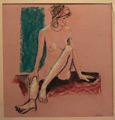 Drawing titled "N°321  Dans le harem" by R. Cavalié, Original Artwork, Pastel