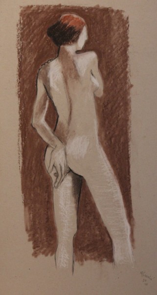 Drawing titled "N° 748   Brownie" by R. Cavalié, Original Artwork, Chalk