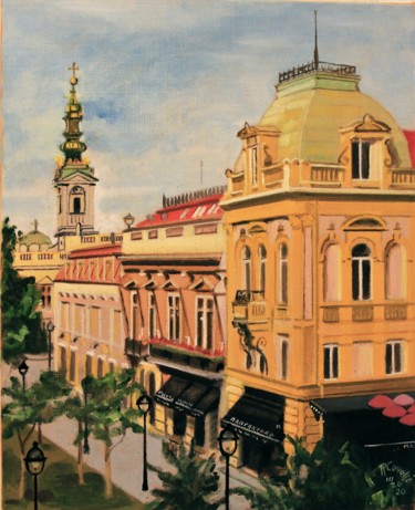 Painting titled "N° 1107 Belgrade 4.…" by R. Cavalié, Original Artwork, Oil Mounted on Wood Stretcher frame