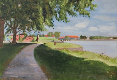 N° 1166 Rochefort. Allée Paul Guimard. Peinture intitulée "N° 1166 Rochefort.…" par R. Cavalié, Œuvre d'art originale, Huile Monté sur Châssis