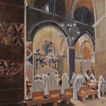 Painting titled "N° 1224 Abu Gosh. O…" by R. Cavalié, Original Artwork, Oil Mounted on Wood Stretcher frame
