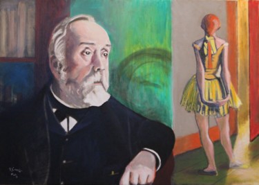 Painting titled "N° 930.Edgar Degas" by R. Cavalié, Original Artwork, Other Mounted on Wood Stretcher frame