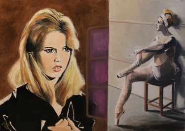 Peinture intitulée "N° 935 Brigitte Bar…" par R. Cavalié, Œuvre d'art originale, Autre Monté sur Châssis en bois