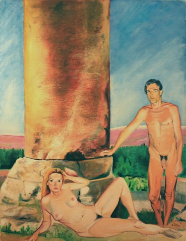 Painting titled "N°113 Baalbek. Neig…" by R. Cavalié, Original Artwork, Oil