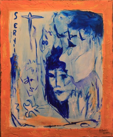 Painting titled "N° 64  Anny bleu" by R. Cavalié, Original Artwork, Acrylic