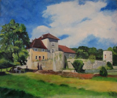 Peinture intitulée "N° 673  château de…" par R. Cavalié, Œuvre d'art originale, Huile