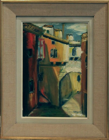 Painting titled "N° 7 Porte arabe à…" by R. Cavalié, Original Artwork, Oil Mounted on Cardboard