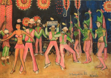 Painting titled "N° 25  Carnaval de…" by R. Cavalié, Original Artwork, Oil Mounted on Wood Stretcher frame