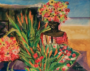 Peinture intitulée "N°116 Dakar, le mar…" par R. Cavalié, Œuvre d'art originale, Acrylique
