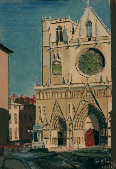 Desenho intitulada "N°148  Place Saint…" por R. Cavalié, Obras de arte originais, Pastel Montado em Outro painel rígido