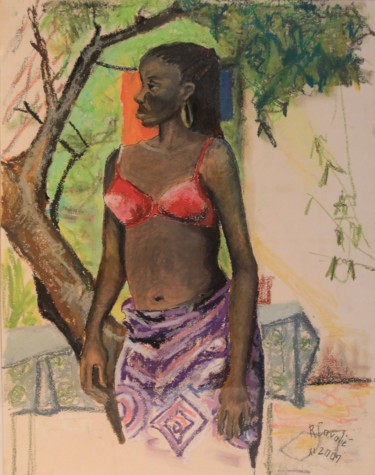 Dessin intitulée "N°154  Gorée. Ndeye…" par R. Cavalié, Œuvre d'art originale, Pastel