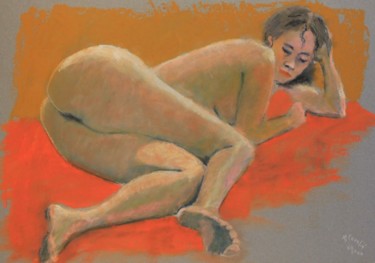 Drawing titled "N°506 Huit décembre" by R. Cavalié, Original Artwork, Pastel