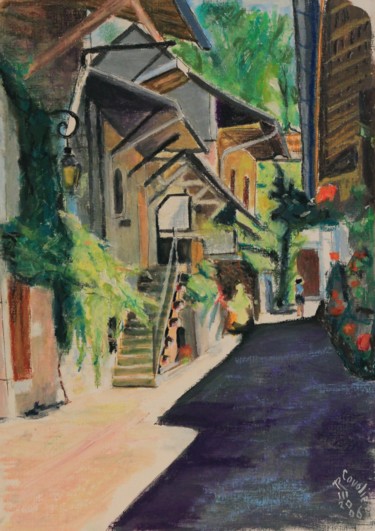 Drawing titled "N°463  Rue de Chanaz" by R. Cavalié, Original Artwork, Pastel