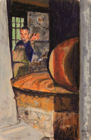 Dessin intitulée "N°510  Au moulin de…" par R. Cavalié, Œuvre d'art originale, Pastel