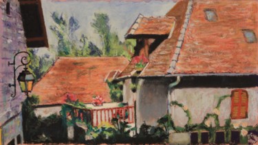 Dibujo titulada "N°287  Vue de chez…" por R. Cavalié, Obra de arte original, Pastel