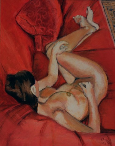 "N°817  Dans le diva…" başlıklı Resim R. Cavalié tarafından, Orijinal sanat, Pastel