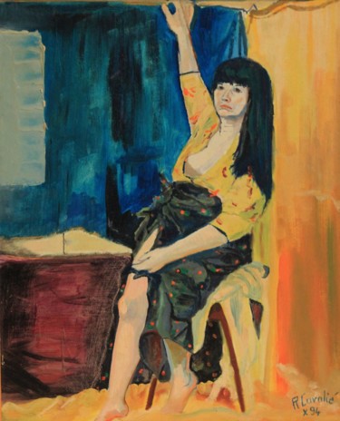 Peinture intitulée "N° 50  La naine. Et…" par R. Cavalié, Œuvre d'art originale, Huile Monté sur Carton