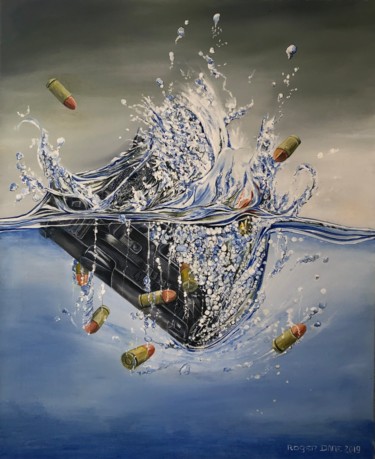 Peinture intitulée "Entre deux eaux" par Roger Dame, Œuvre d'art originale, Huile