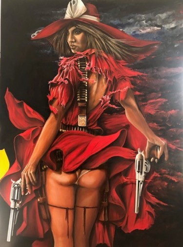 Painting titled "Tango Rouge" by Roger Dame, Original Artwork, Oil