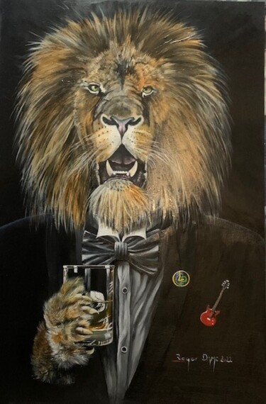 Картина под названием "Signe du Lion" - Roger Dame, Подлинное произведение искусства, Масло Установлен на Деревянная рама дл…