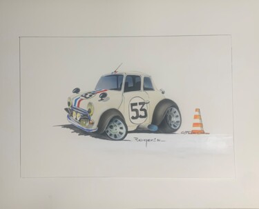 Malerei mit dem Titel "Cartoon Car N° 1" von Roger Dame, Original-Kunstwerk, Acryl