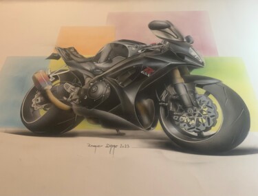 Schilderij getiteld "Cartoon Bike 1000 G…" door Roger Dame, Origineel Kunstwerk, Acryl