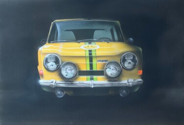 Schilderij getiteld "Simca 1000 Rallye 1" door Roger Dame, Origineel Kunstwerk, Acryl