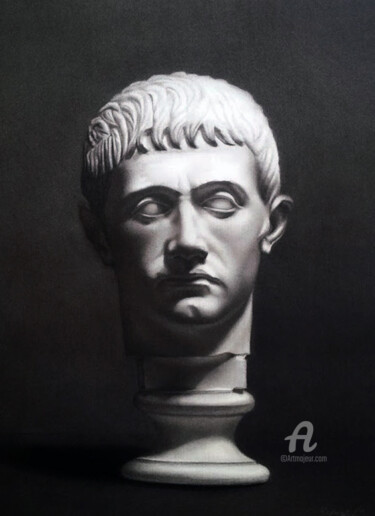 Desenho intitulada "Soldato romano" por Roberto D'Arienzo, Obras de arte originais, Carvão