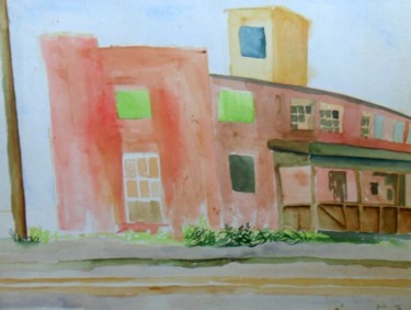Painting titled "Train Station" by Robert Grubbs, Original Artwork, Watercolor