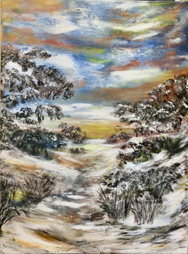 Schilderij getiteld ""Der Winterweg"." door Roman Koshmanov, Origineel Kunstwerk, Acryl