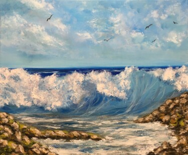 Painting titled ""Die warme Welle"." by Roman Koshmanov, Original Artwork, Acrylic
