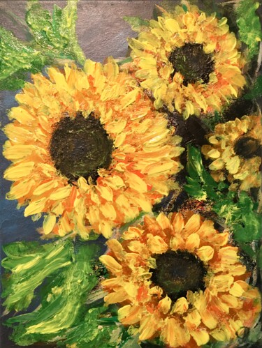 Painting titled ""Die Sonnenblumen E…" by Roman Koshmanov, Original Artwork, Acrylic